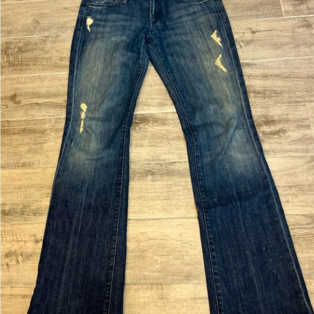 7 For All Mankind Jeans Women’s Size 29 Dark Blue Bootcut Lightly Distressed